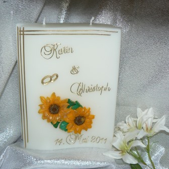 Hochzeitskerze Sonnenblumen