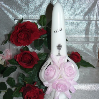 Kommunionskerze Rosen